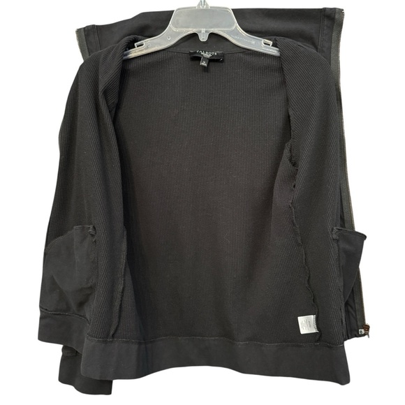 Talbots Petites Black Zip Up Jacket Women M Waffle Knit Cotton Blend - Picture 3 of 7